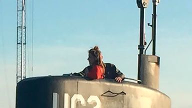 This photo shows allegedly Swedish journalist Kim Wall standing in the tower of the private submarine 'UC3 Nautilus' on August 10, 2017 in Copenhagen Harbor